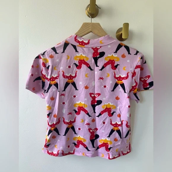 Nooworks Leah Star Pink Mock Neck top - Picture 3 of 3